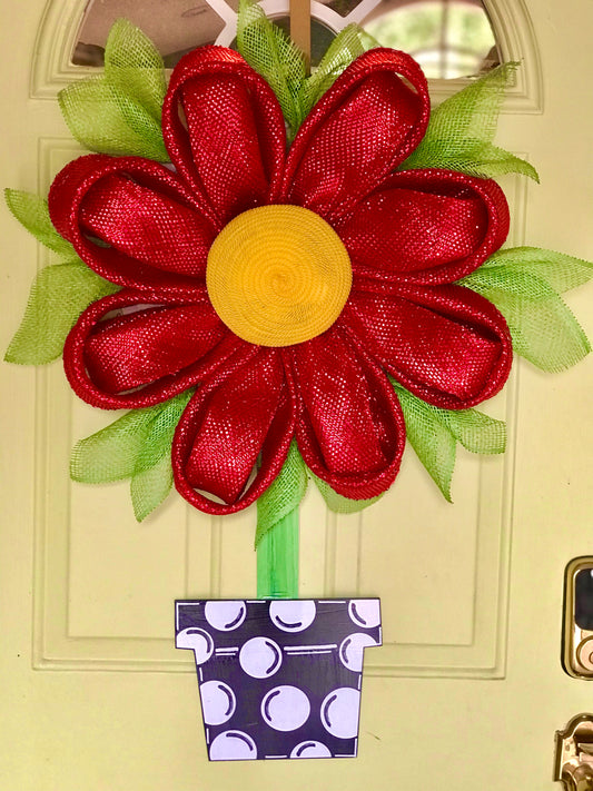 Flower-in-a-Pot Wreath for Your Front Door