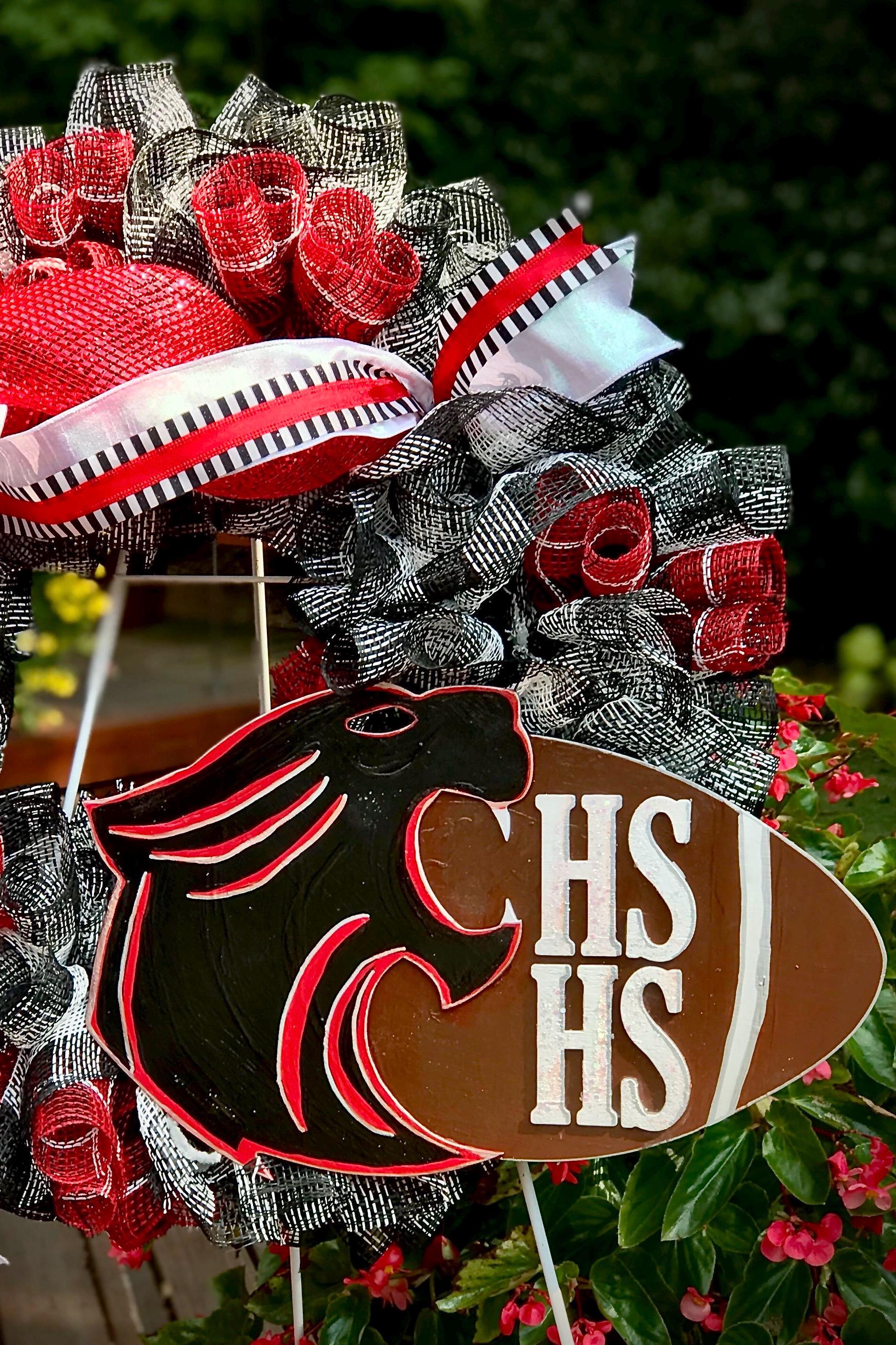 Custom School Football Wreath: Mascot & Colors