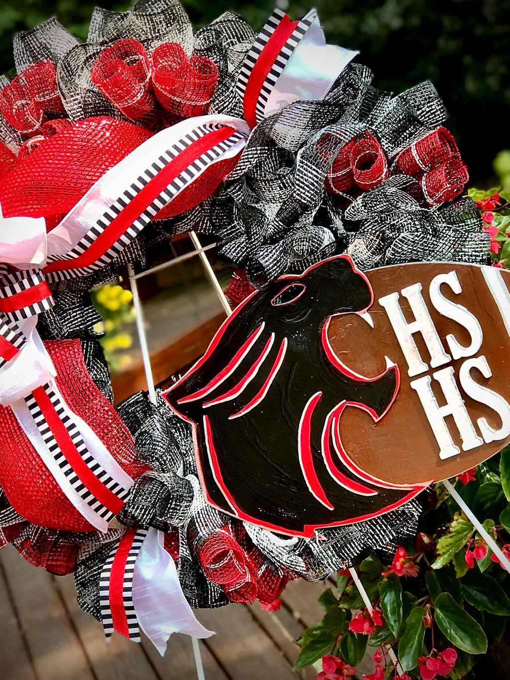 Custom School Football Wreath: Mascot & Colors