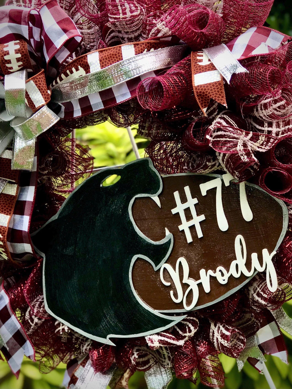 Custom School Football Wreath: Mascot & Colors