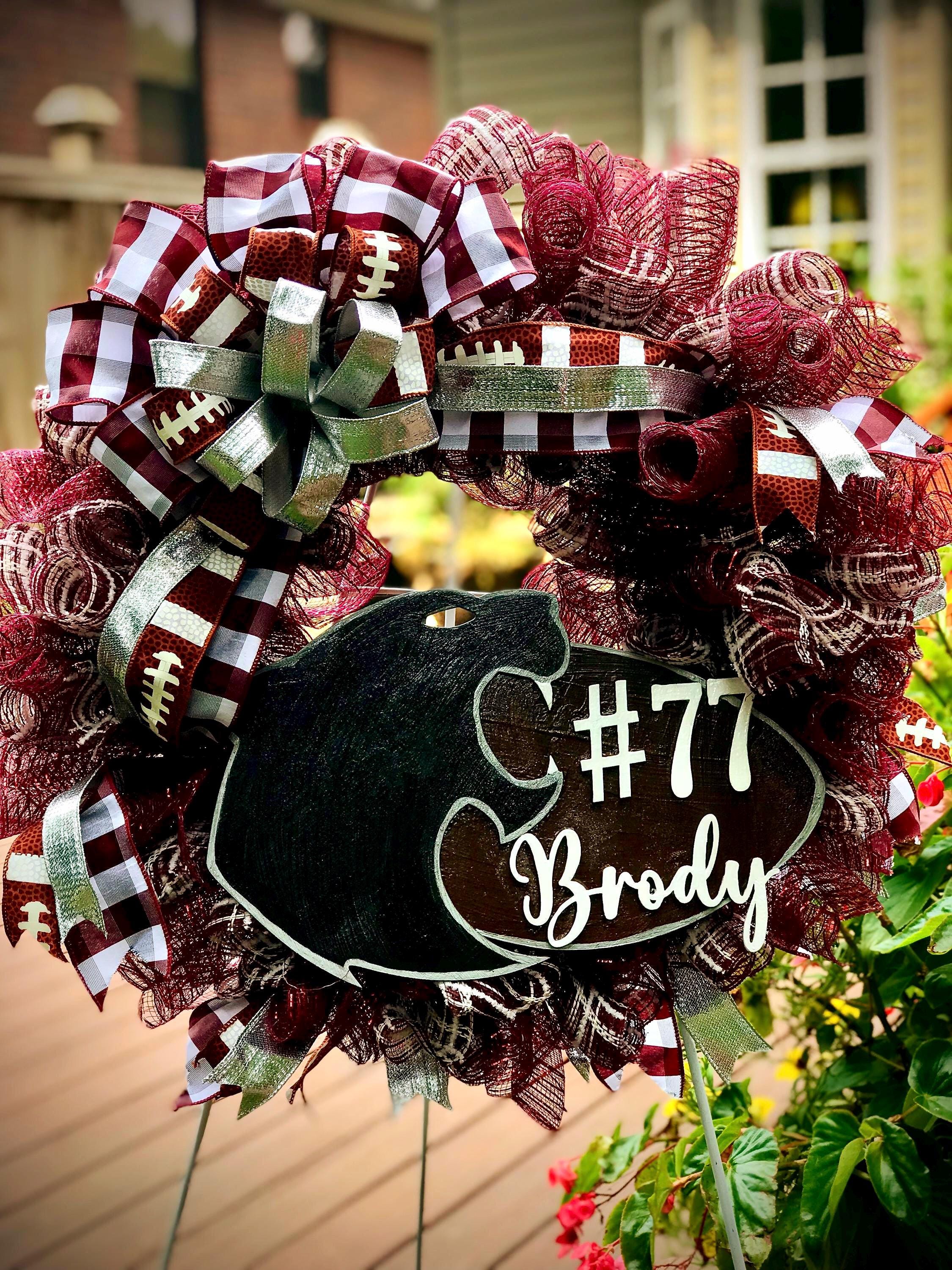 Custom School Football Wreath: Mascot & Colors