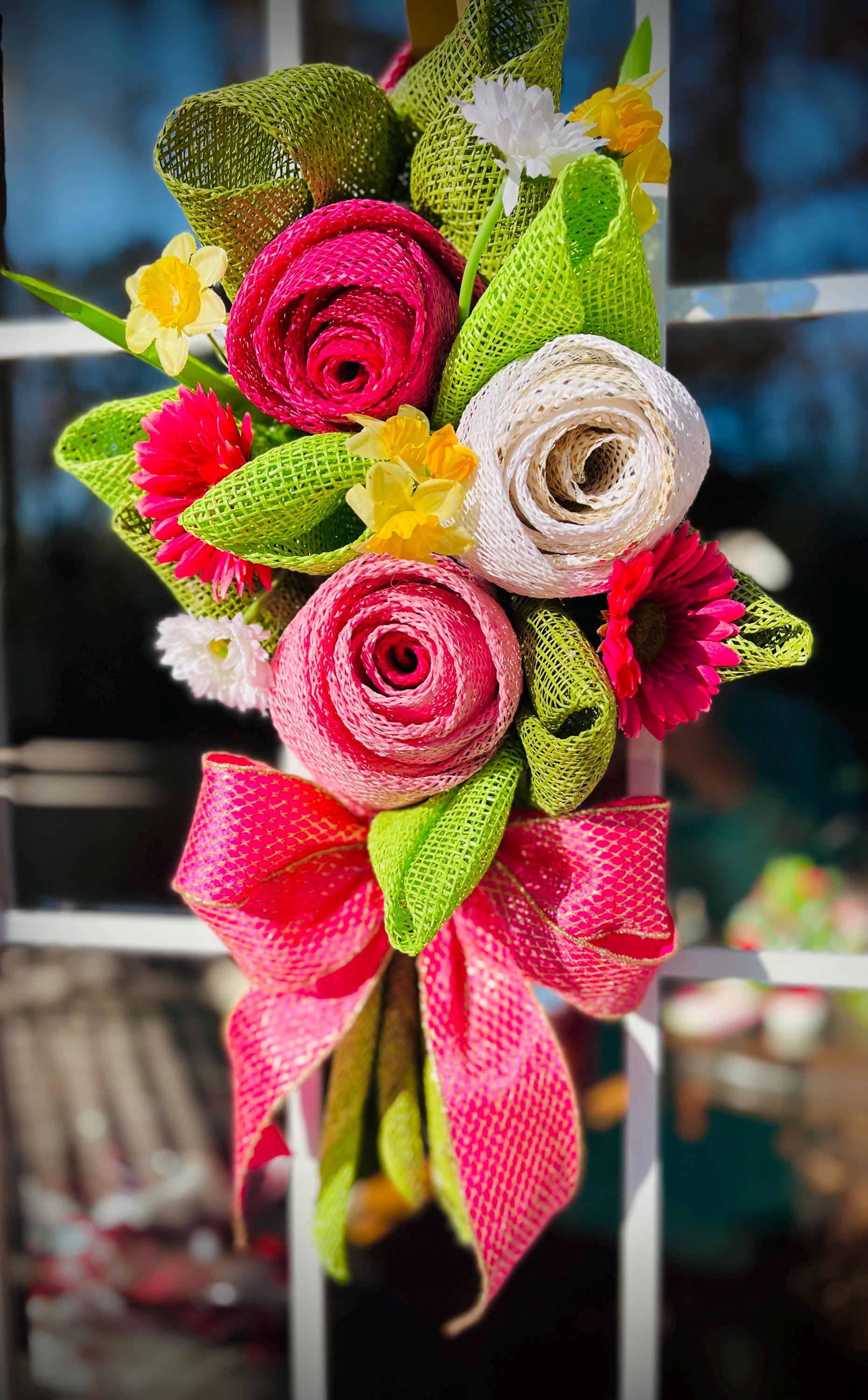 Floral Door Decor, Roses Wreath