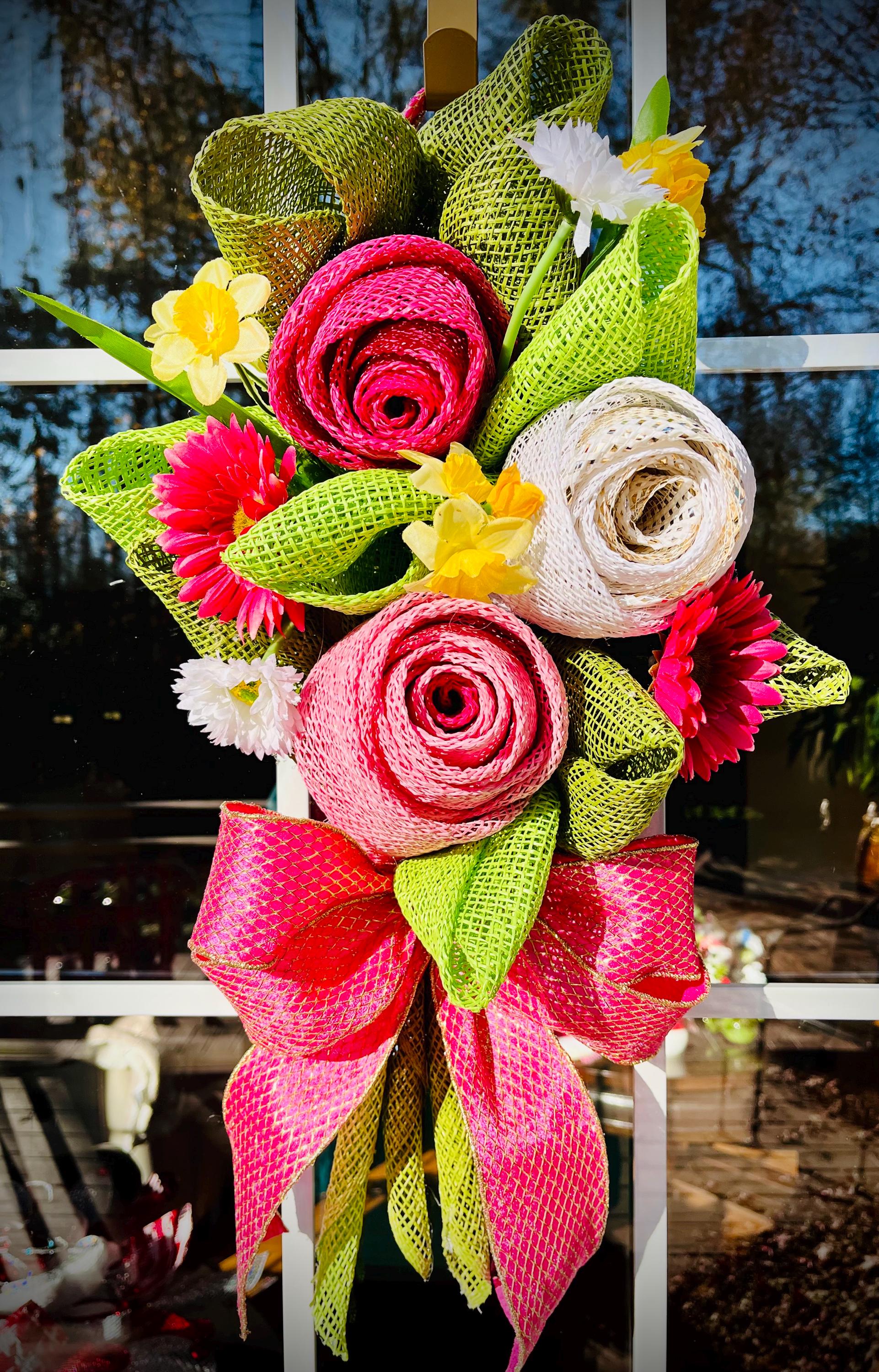 Floral Door Decor, Roses Wreath
