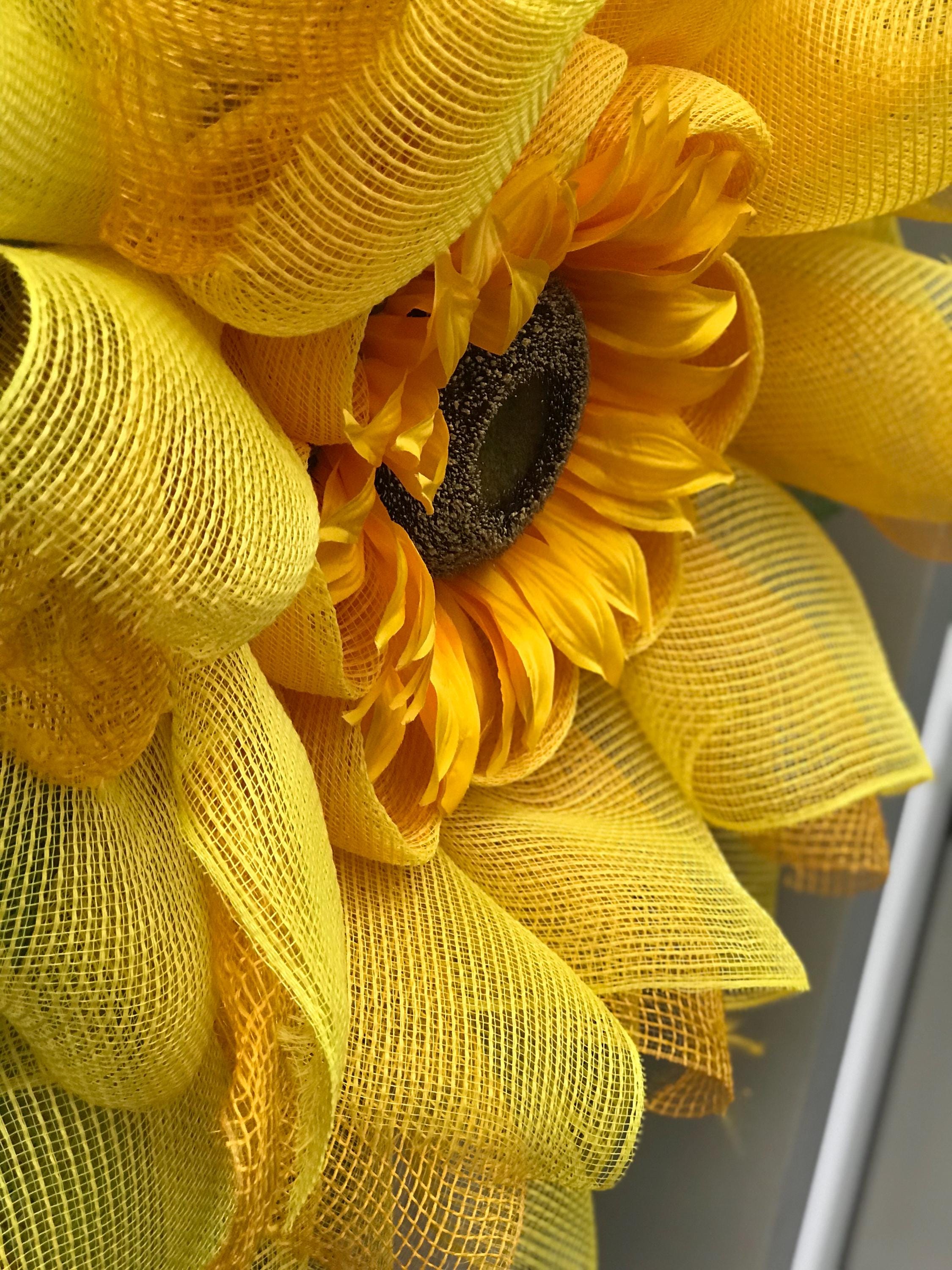 Handmade Yellow Sunflower Wreath: Large Summer Door Decor