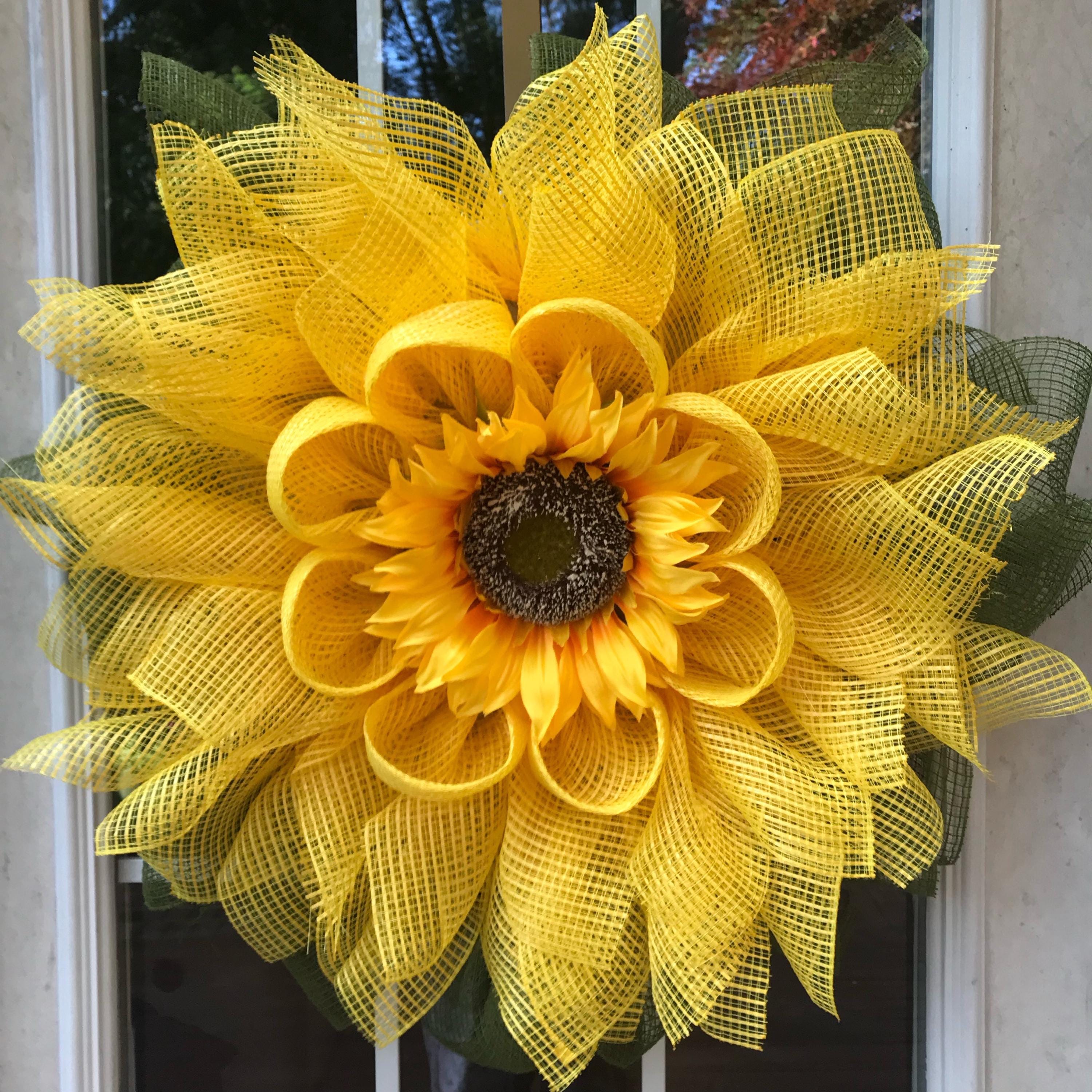 Handmade Yellow Sunflower Wreath: Large Summer Door Decor