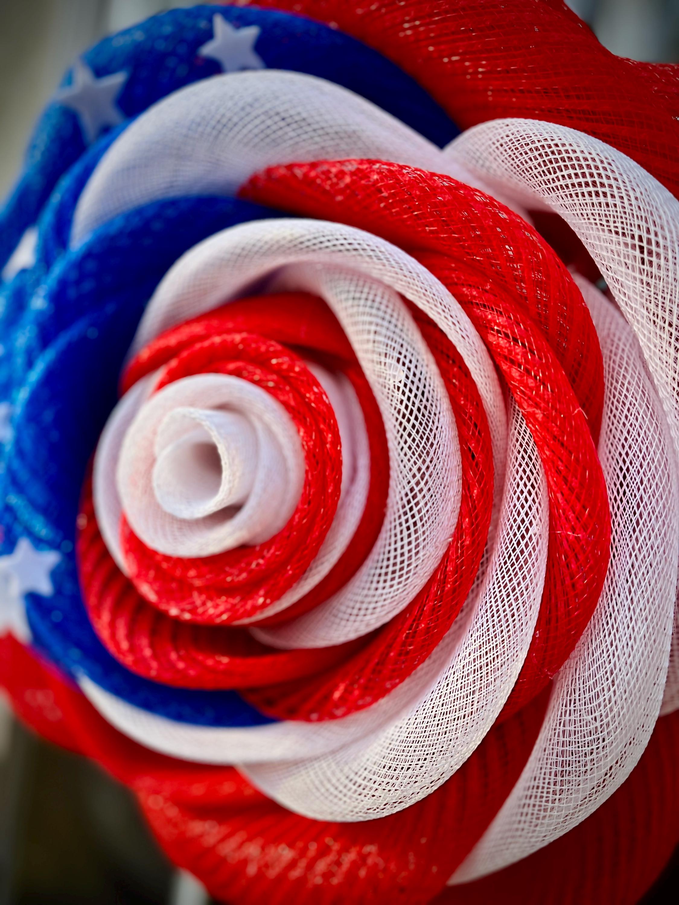 Patriotic Rose Wreath, Red White and Blue Wreath, Flower Wreath, Americana Decor, Veterans Day, 4th of July, Memorial Day, Gift Idea
