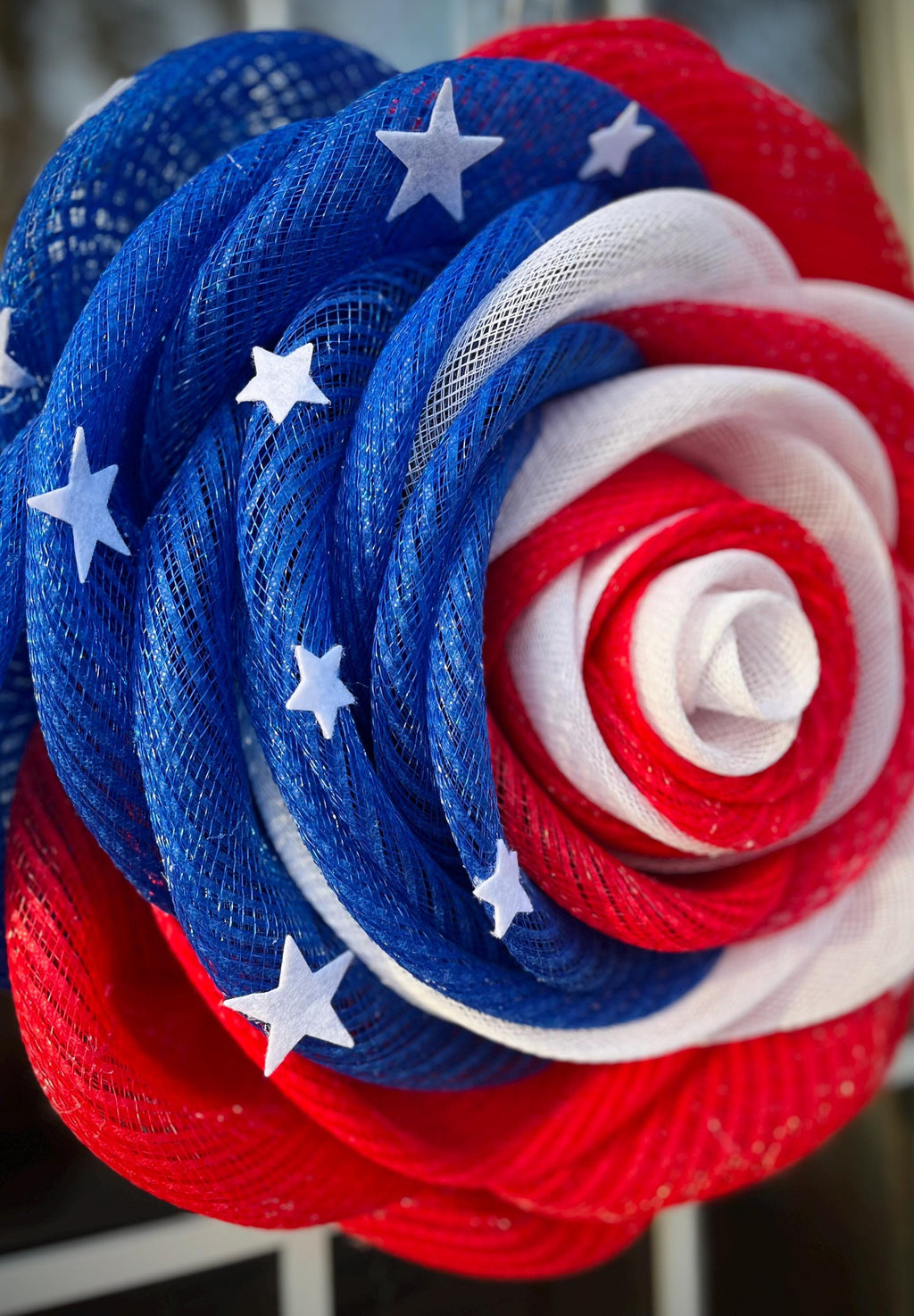 Patriotic Rose Wreath, Red White and Blue Wreath, Flower Wreath, Americana Decor, Veterans Day, 4th of July, Memorial Day, Gift Idea