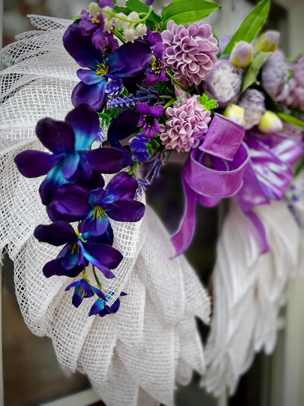 Floral Angel Wings Memorial Wreath