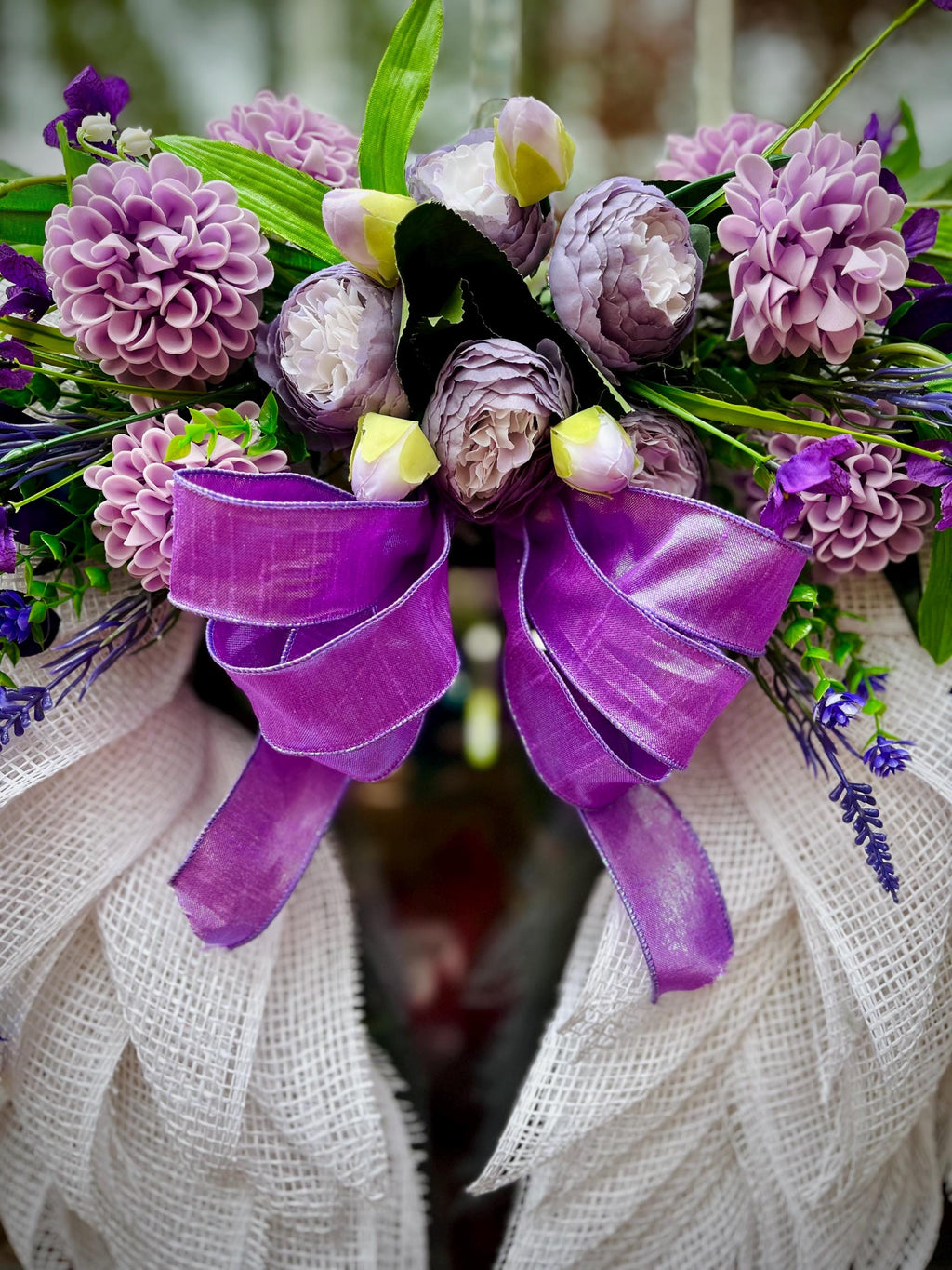 Floral Angel Wings Memorial Wreath