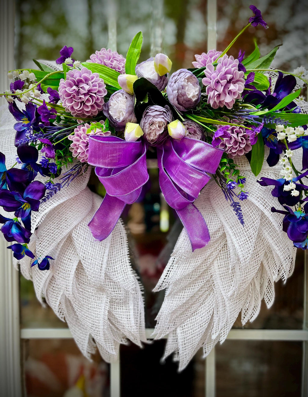 Floral Angel Wings Memorial Wreath