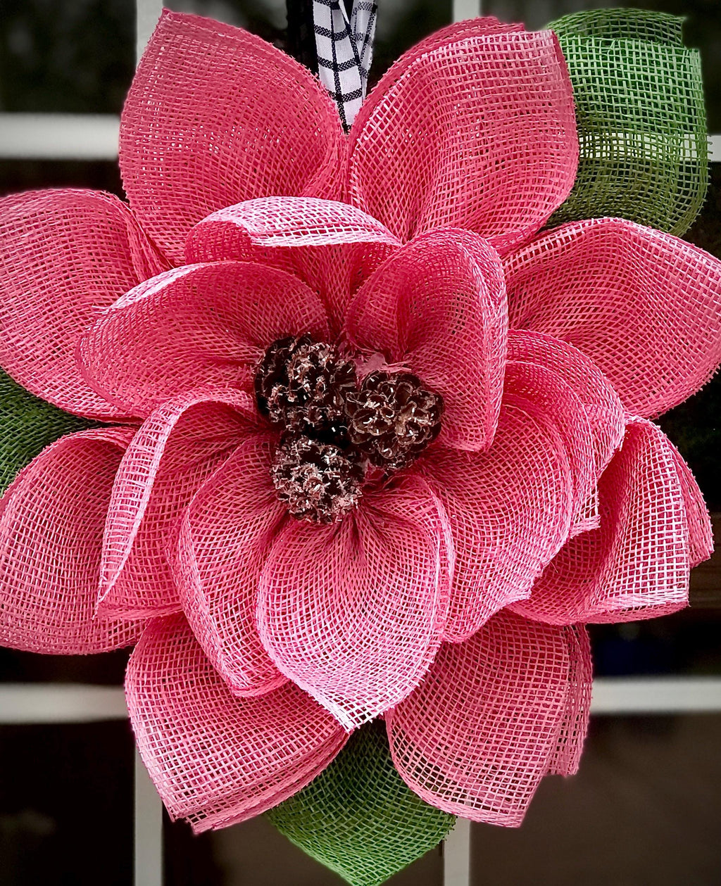 Magnolia Flower Wreath: Elegant Poly Burlap Bloom, Wedding Decor, Holiday Wreath