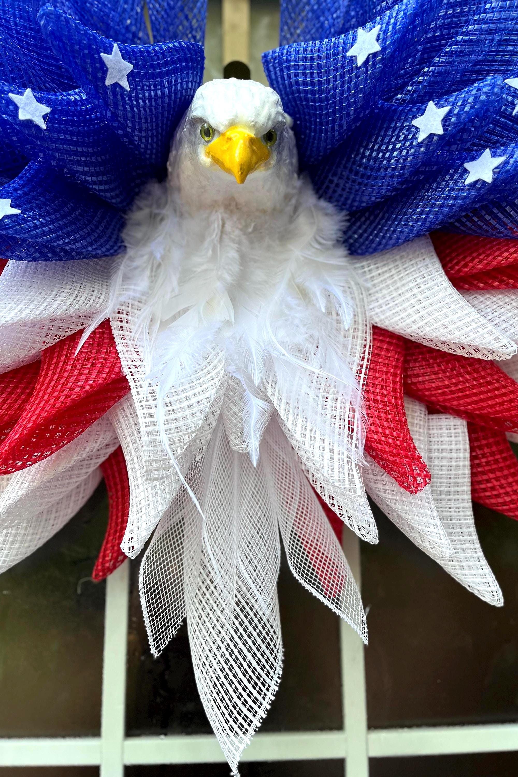 Patriotic Eagle Wreath: 4th of July Americana Front Door Decor