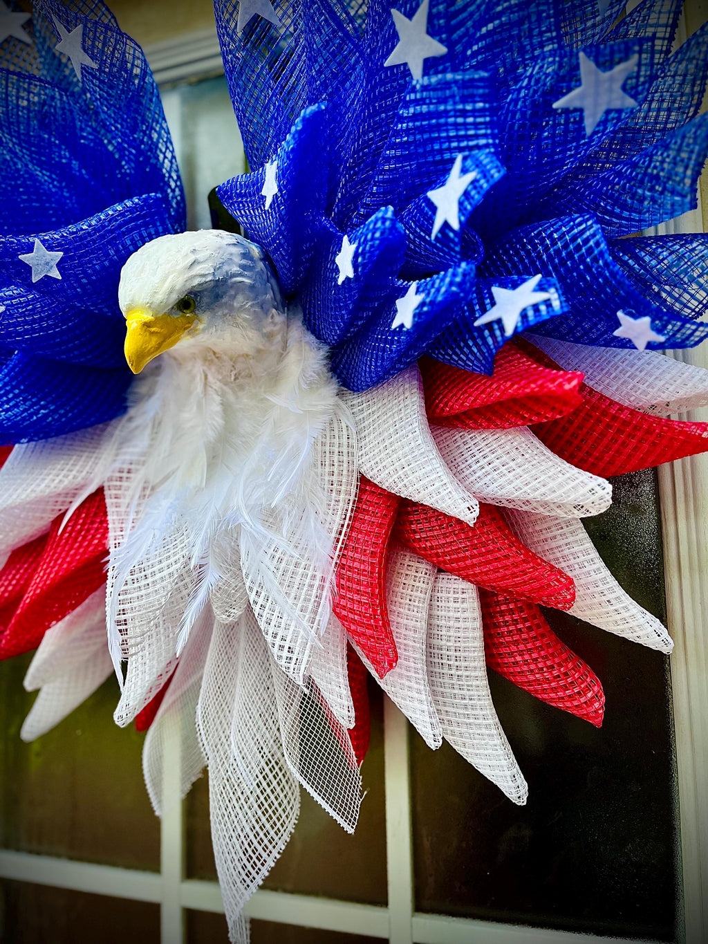 Patriotic Wreath, Eagle Wreath for All Occasions: Memorial Day, Veterans Day, 4th of July, Memorial Services; Front Door Decor,Americana