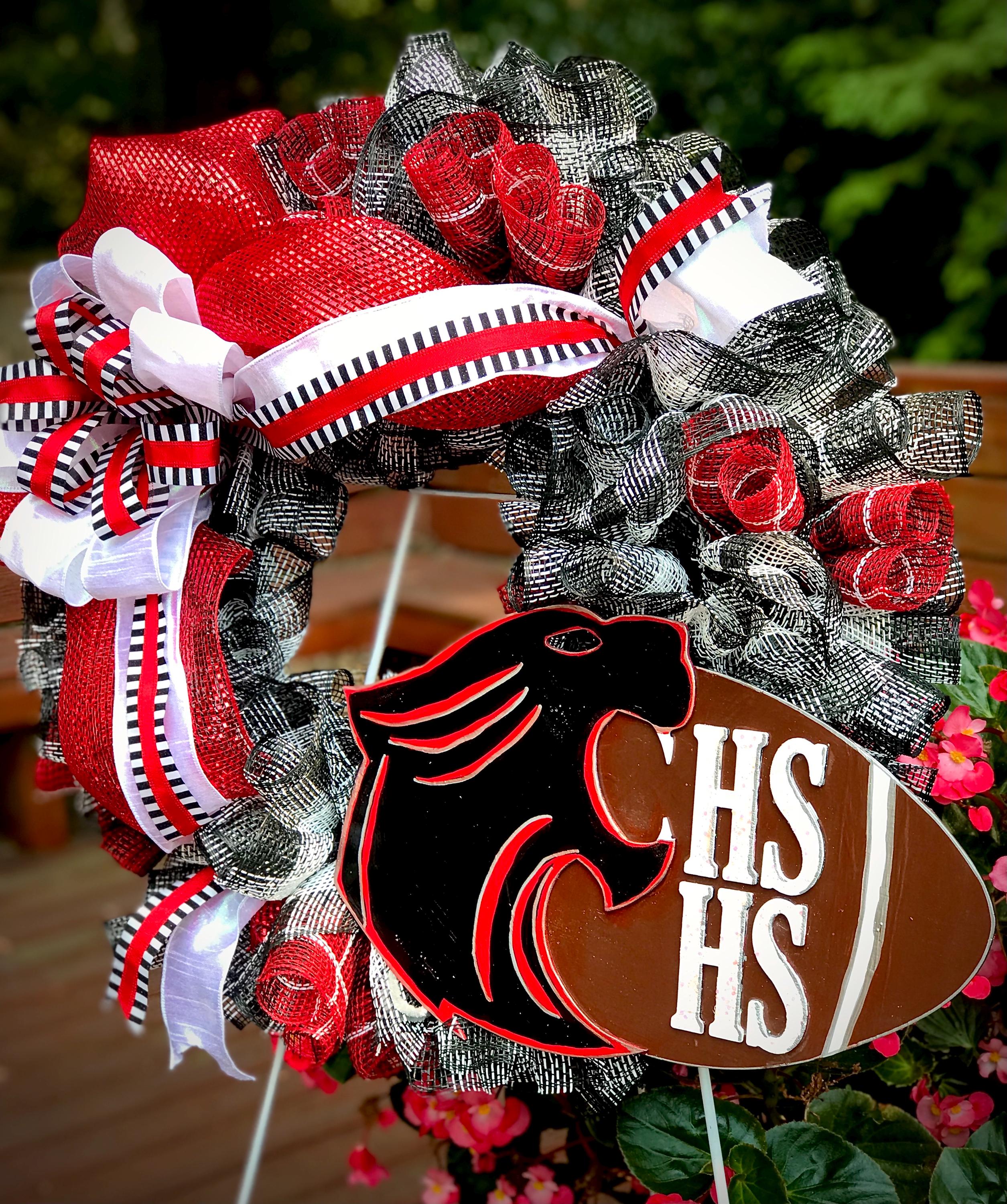 Sports Team Wreath, School Colors & Mascot Door Decor