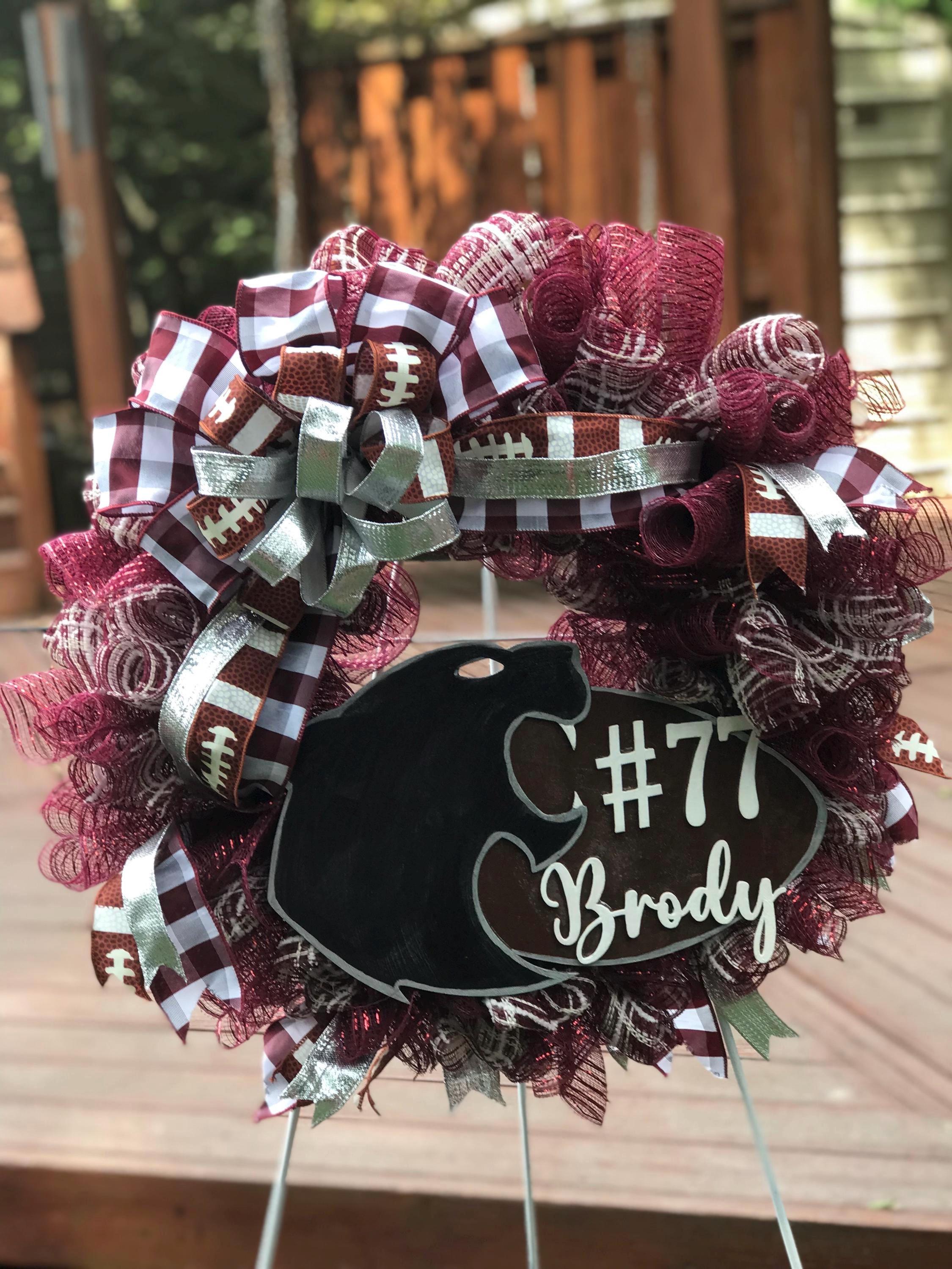 Sports Team Wreath, School Colors & Mascot Door Decor