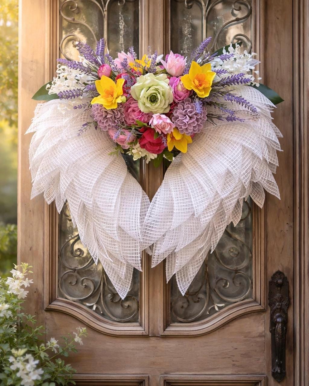 Angel Wing Wreath: 𝙉𝙚𝙬 𝙇𝙖𝙧𝙜𝙚𝙧 𝙨𝙞𝙯𝙚, 𝙋𝙚𝙧𝙨𝙤𝙣𝙖𝙡𝙞𝙯𝙚𝙙 𝘿𝙚𝙨𝙞𝙜𝙣, 𝙈𝙚𝙢𝙤𝙧𝙞𝙖𝙡 𝙎𝙚𝙧𝙫𝙞𝙘𝙚