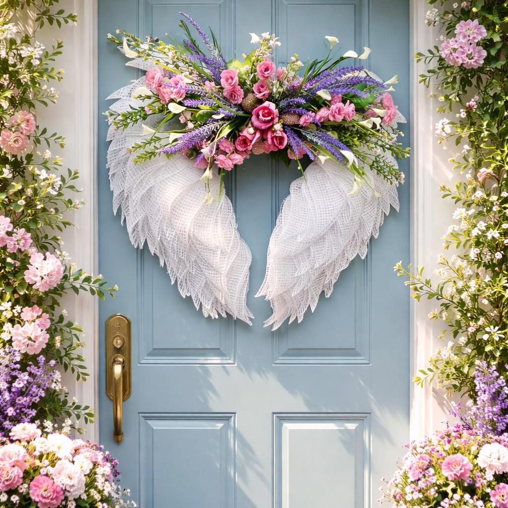 Memorial Angel Wings Wreath: Graveside Remembrance Decor