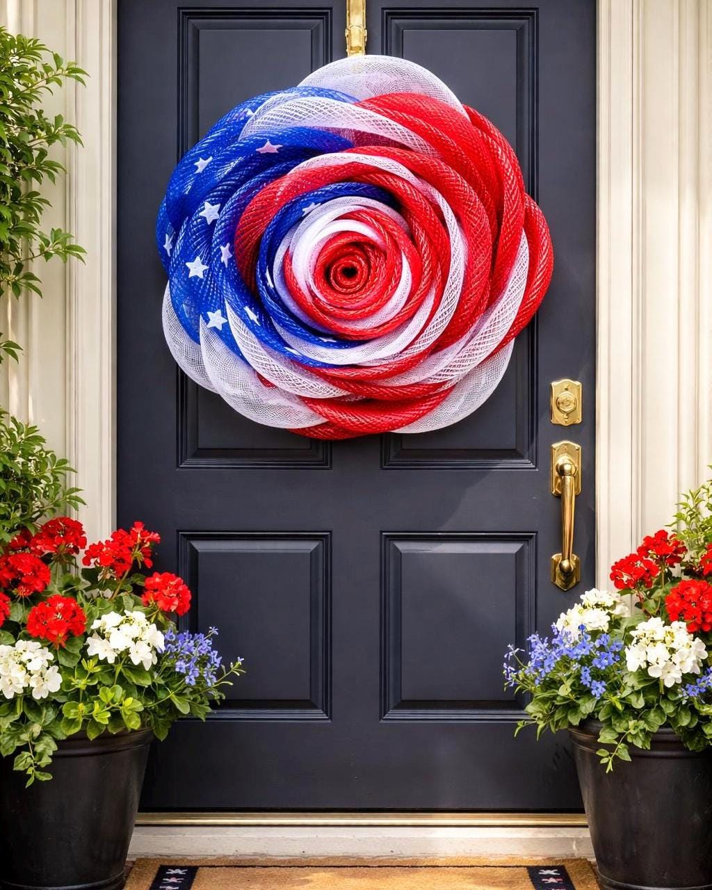 Patriotic Rose Wreath, Red White and Blue Wreath, Flower Wreath, Americana Decor, Veterans Day, 4th of July, Memorial Day, Gift Idea