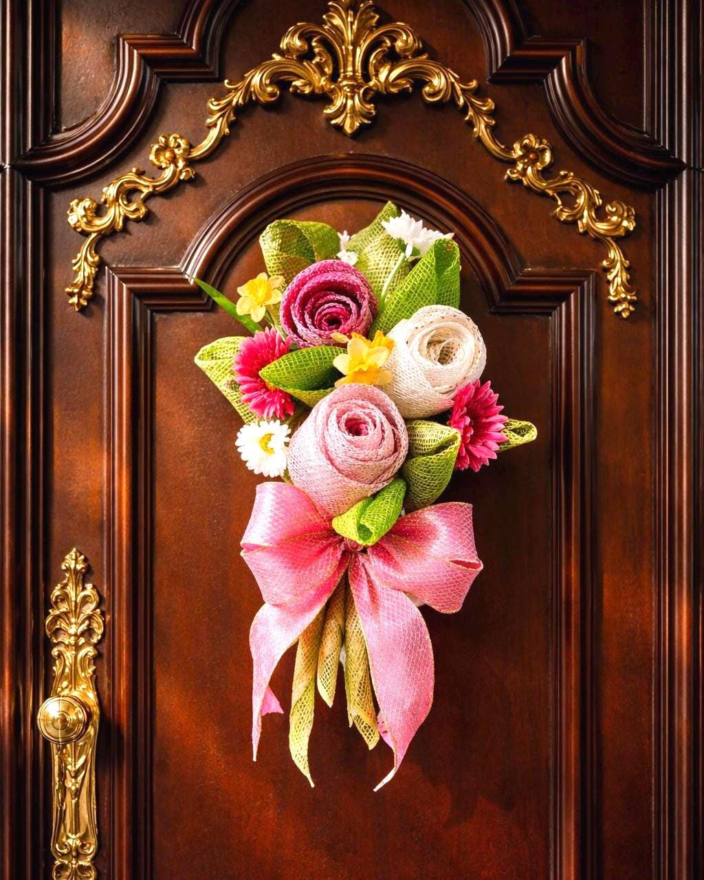 Floral Door Decor, Roses Wreath