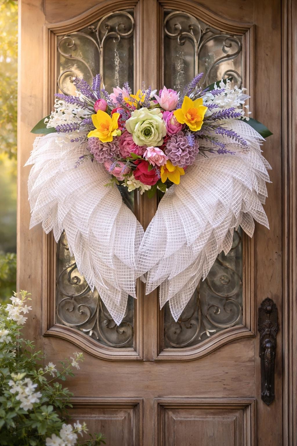 Floral Angel Wings Memorial Wreath, Made to Order