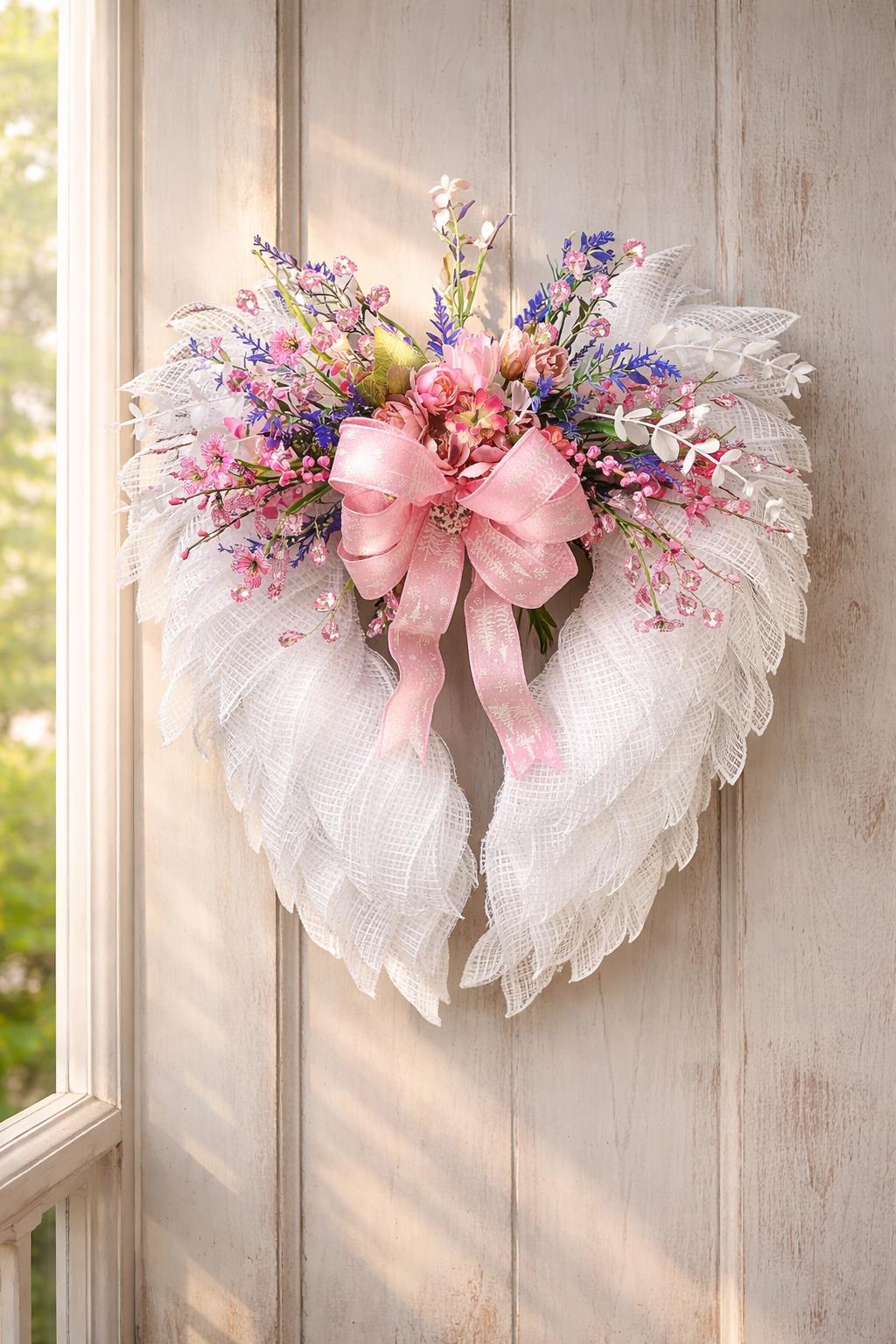 Memorial Angel Wings Wreath: Graveside Remembrance Decor