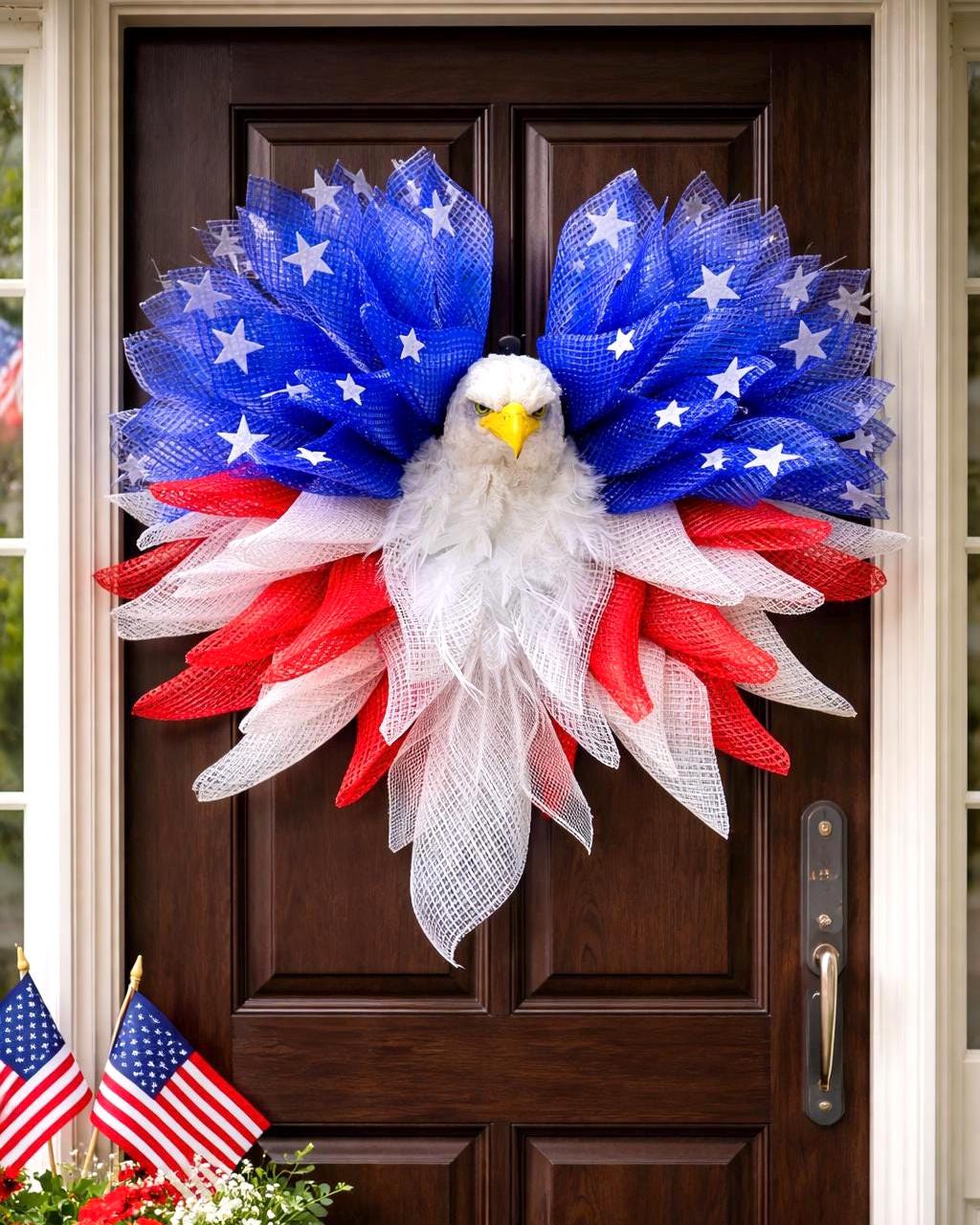 Patriotic Eagle Wreath: 4th of July Americana Front Door Decor