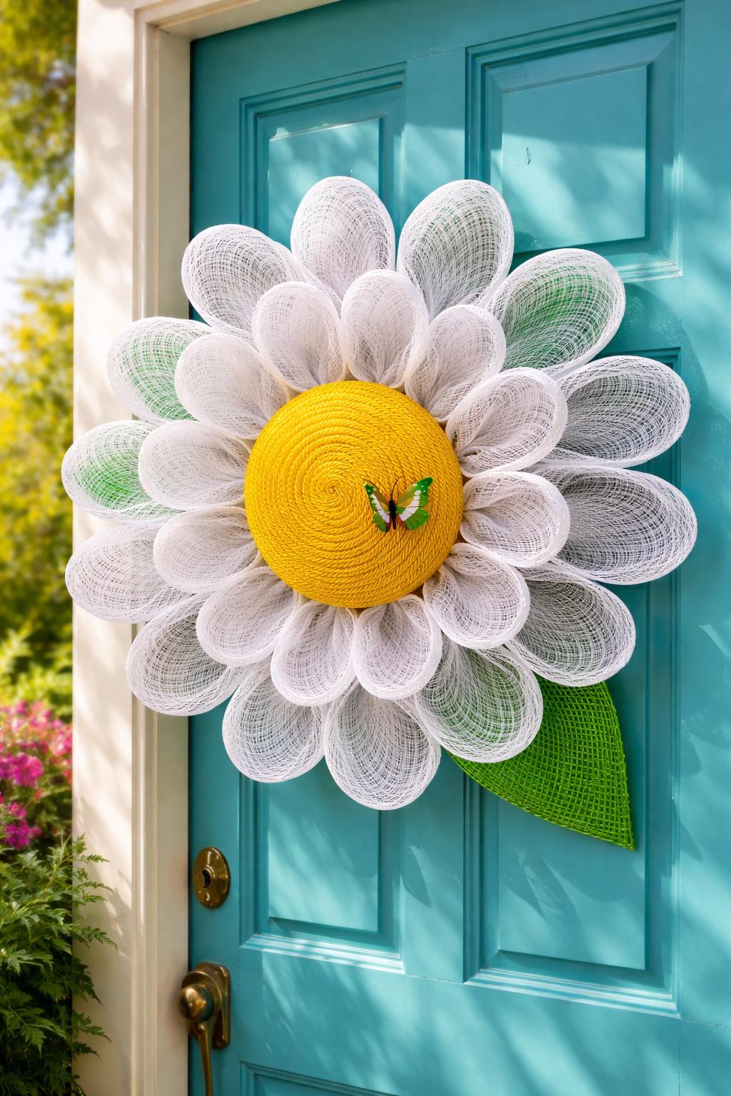 Daisy Wreath, Front Door Decor, Flower Bloom Wreath, Personalizable
