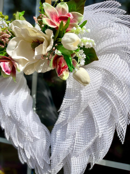 Angel Wing Wreath: 𝙉𝙚𝙬 𝙇𝙖𝙧𝙜𝙚𝙧 𝙨𝙞𝙯𝙚, 𝙋𝙚𝙧𝙨𝙤𝙣𝙖𝙡𝙞𝙯𝙚𝙙 𝘿𝙚𝙨𝙞𝙜𝙣, 𝙈𝙚𝙢𝙤𝙧𝙞𝙖𝙡 𝙎𝙚𝙧𝙫𝙞𝙘𝙚