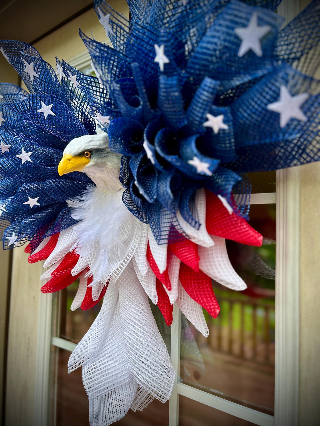 Extra Large Patriotic Eagle Wreath, Red White Blue Independence Day Decor