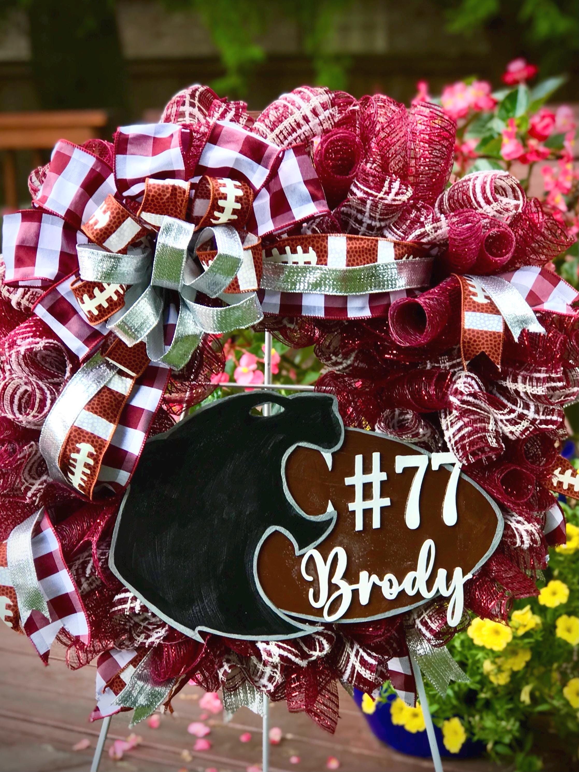 Custom School Football Wreath: Mascot & Colors