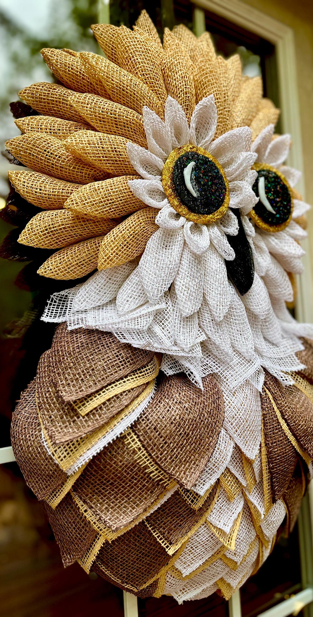 Handcrafted Owl Wreath, Extra Large, Whimsical and Unique Front Door Decor, Cabin Decor