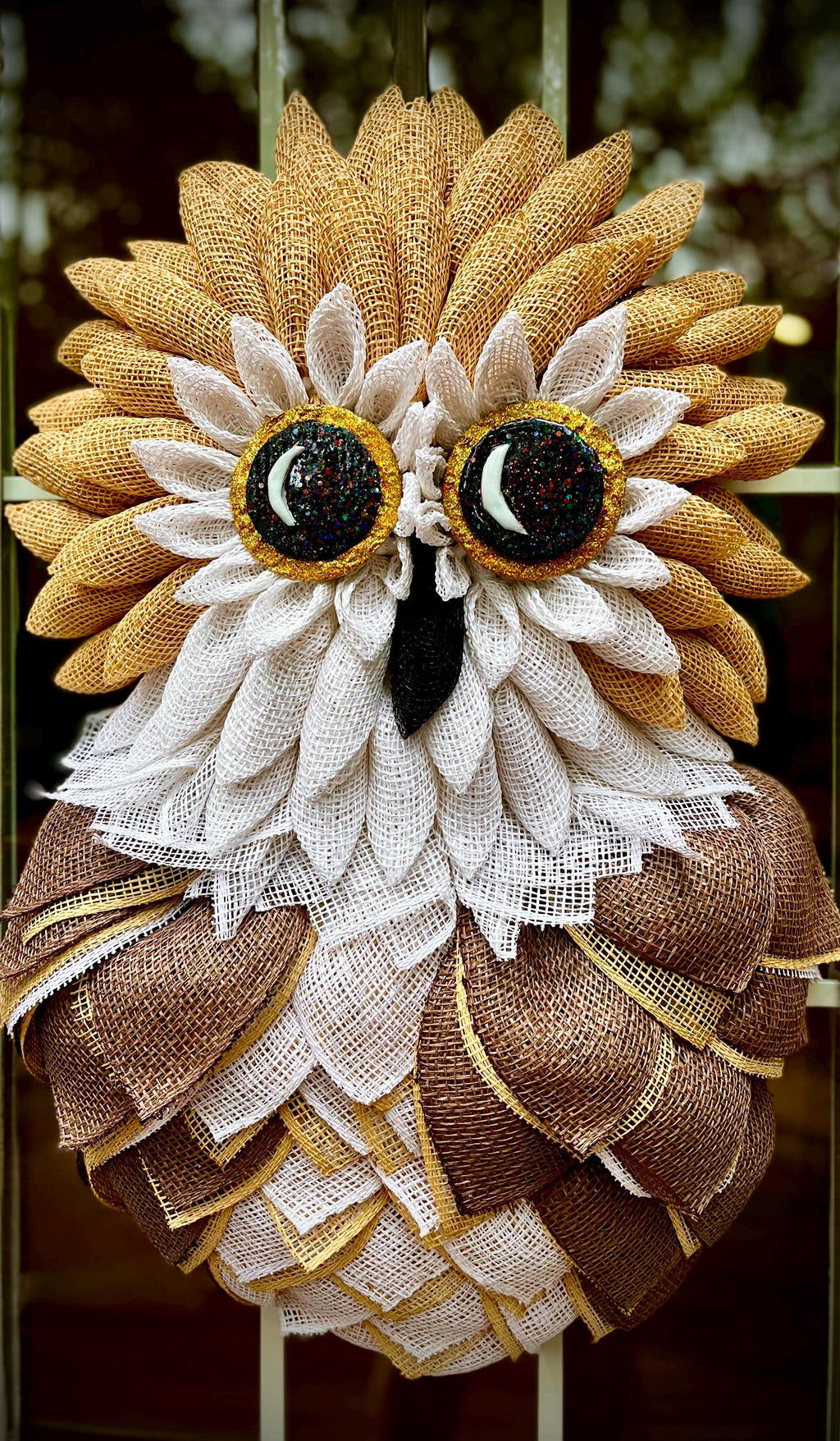 Handcrafted Owl Wreath, Extra Large, Whimsical and Unique Front Door Decor, Cabin Decor