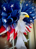 Extra Large Patriotic Eagle Wreath, Red White Blue Independence Day Decor