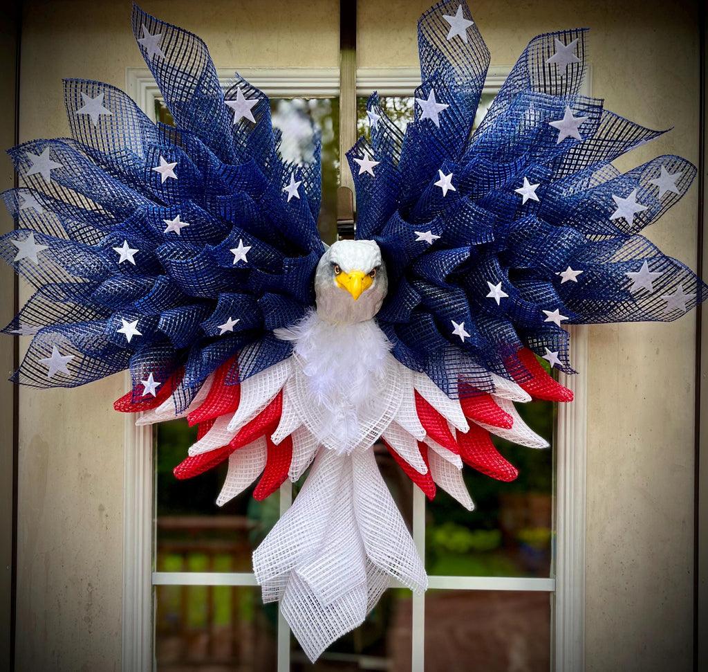 Extra Large Patriotic Eagle Wreath, Red White Blue Independence Day Decor