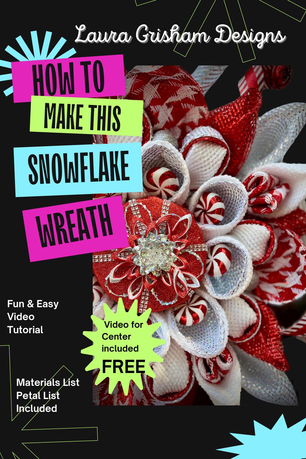 Candy Cane Snowflake Wreath Video Tutorial: Christmas Wreath DIY