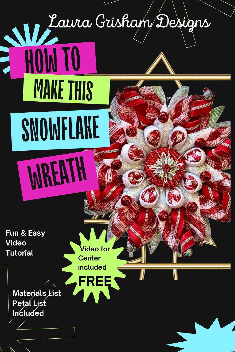 Christmas Peppermint Snowflake Wreath DIY Tutorial