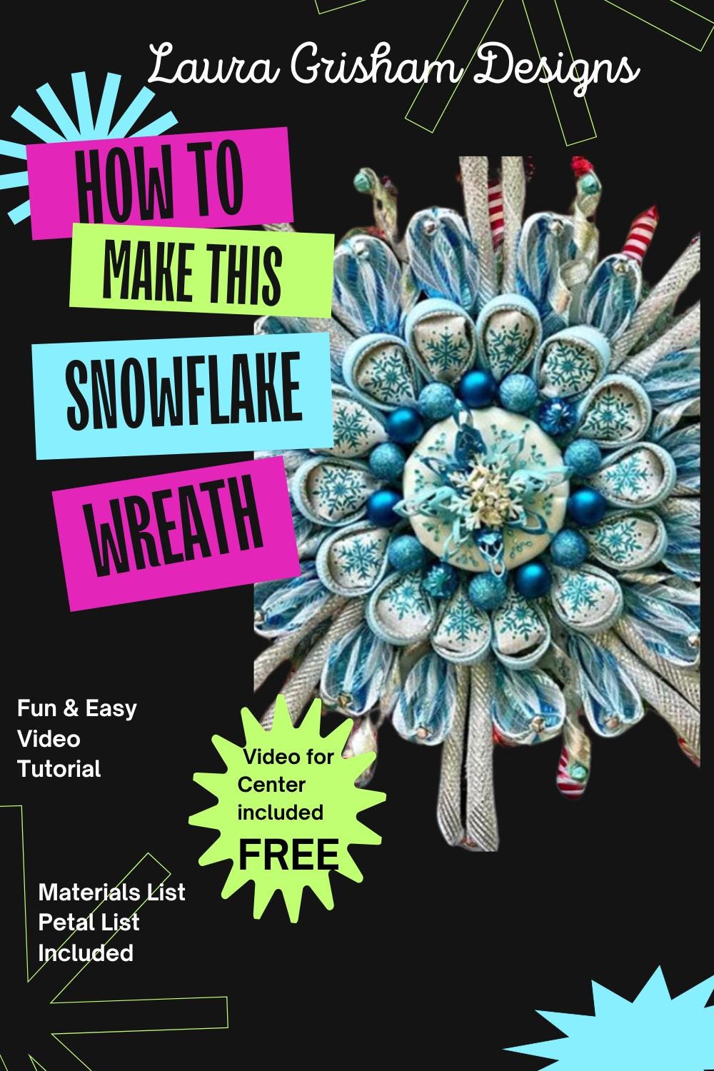 Christmas Snowflake Wreath DIY Tutorial: Blue & Silver Petal Design
