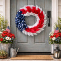 Handcrafted Patriotic Wreath, Red White Blue Stars, Door Decor, 22 Inch Diameter