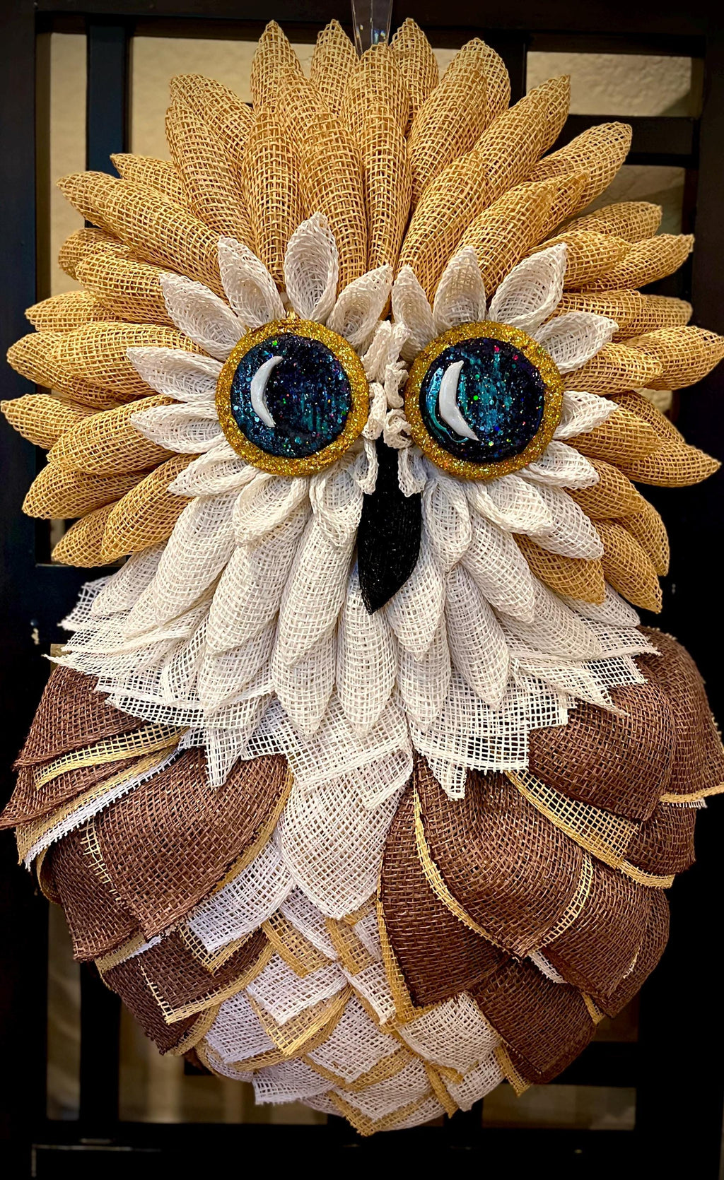 Handcrafted Owl Wreath, Extra Large, Whimsical and Unique Front Door Decor, Cabin Decor