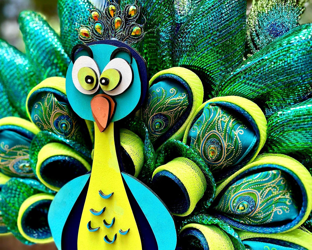Peacock Wreath, Whimsical and Unique Door Decor