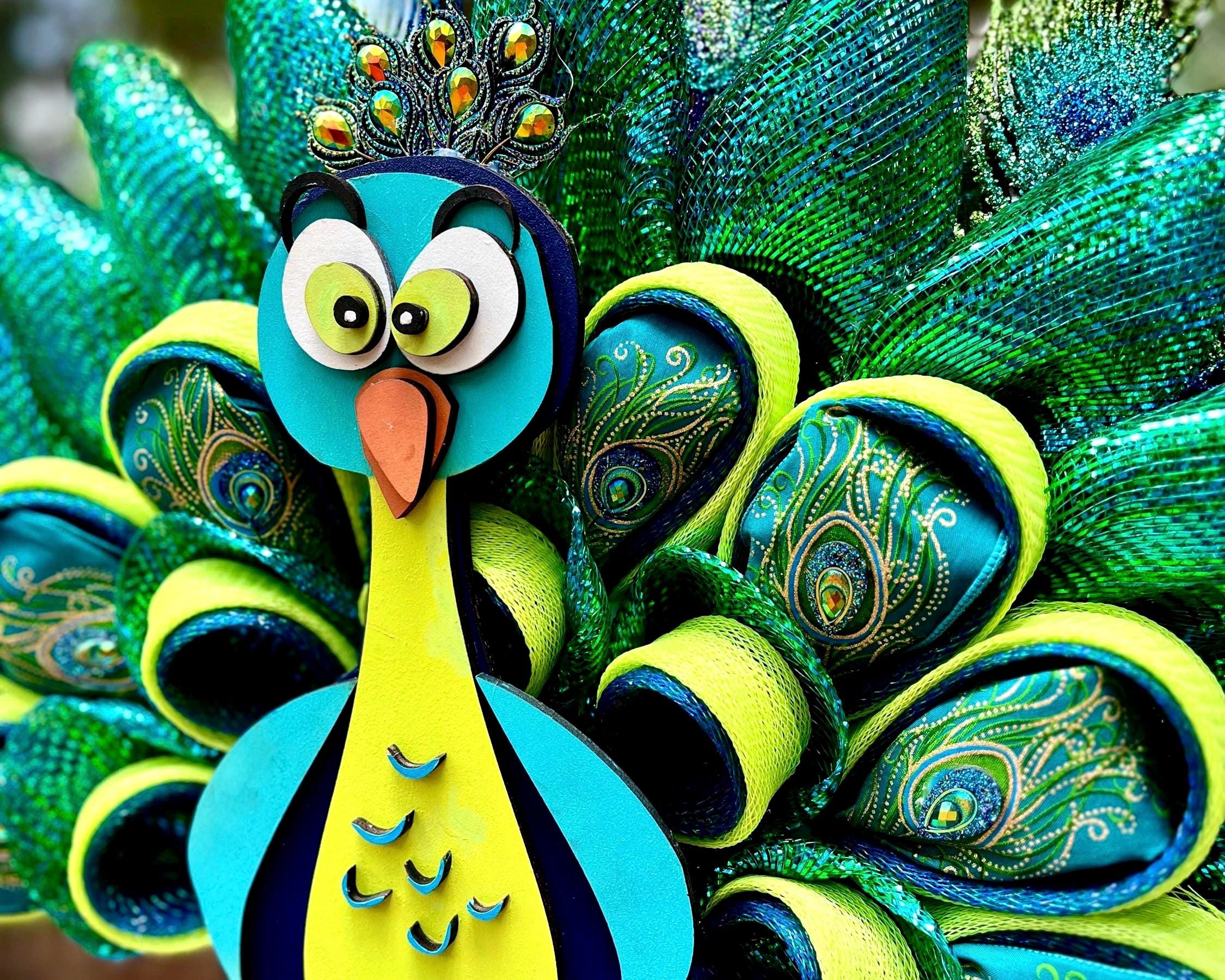 Peacock Wreath, Whimsical and Unique Door Decor