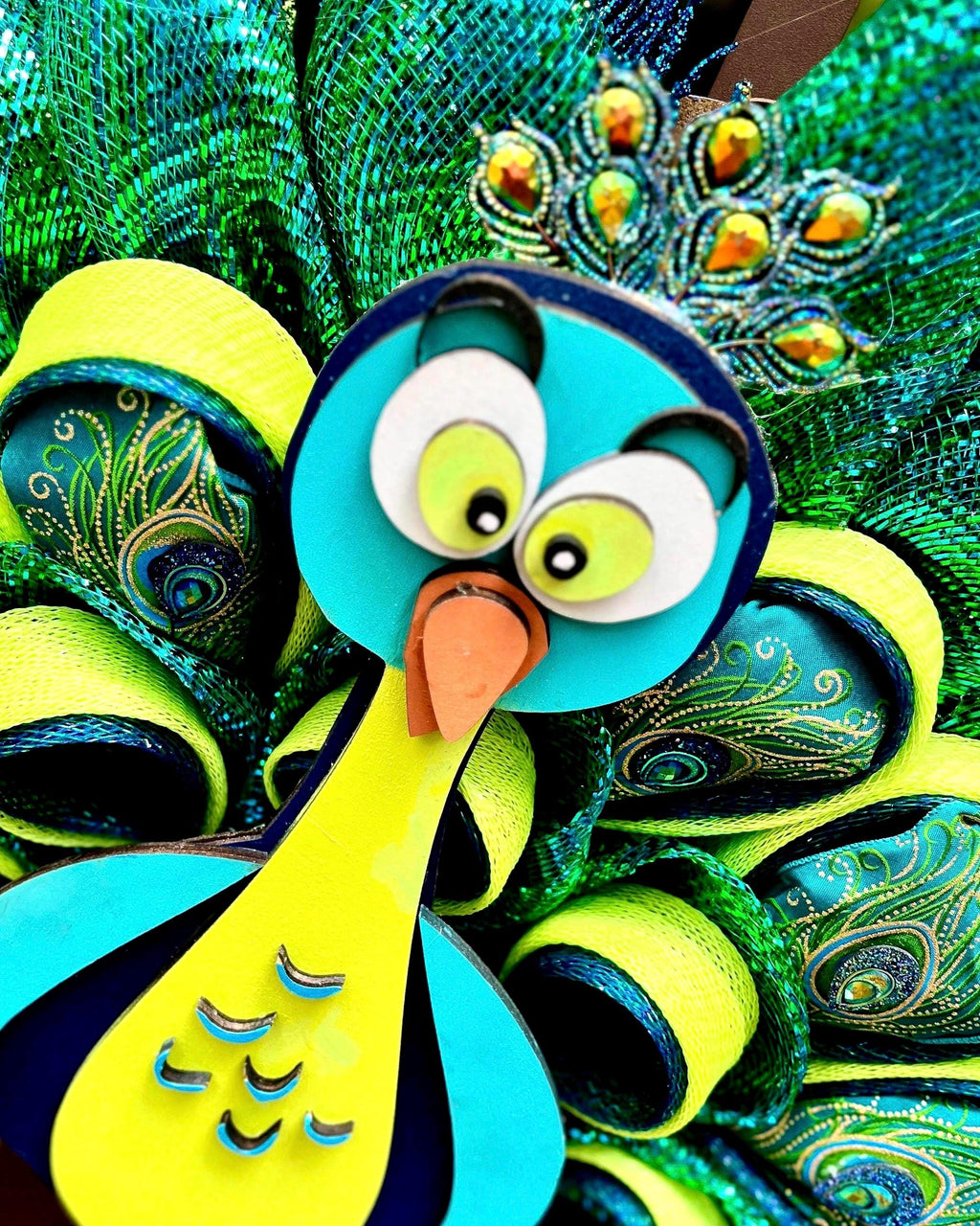 Peacock Wreath, Whimsical and Unique Door Decor