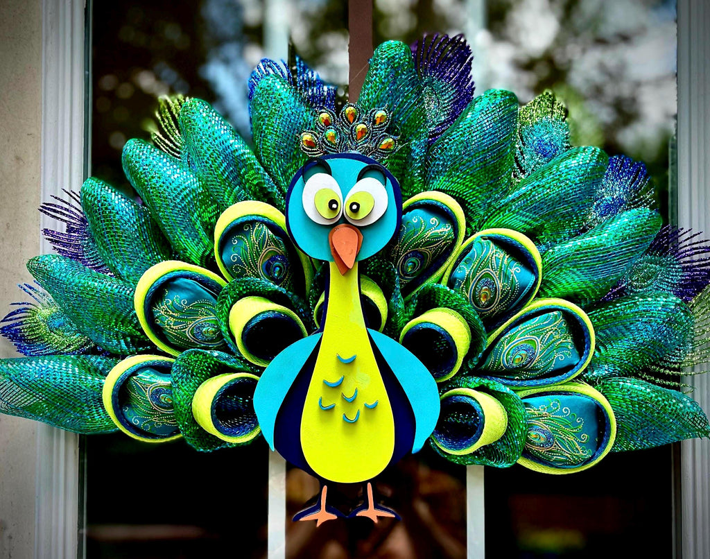 Peacock Wreath, Whimsical and Unique Door Decor