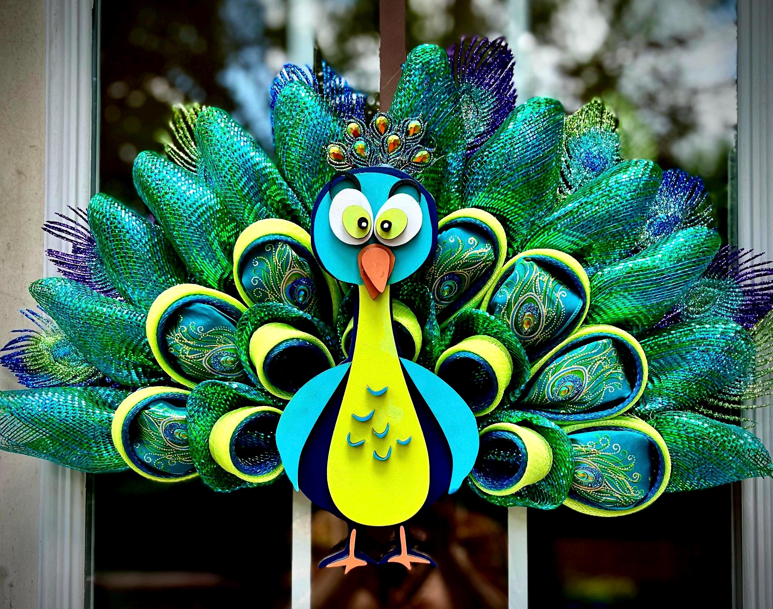 Peacock Wreath, Whimsical and Unique Door Decor
