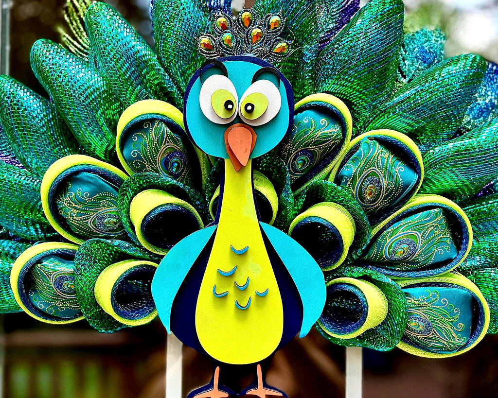 Peacock Wreath, Whimsical and Unique Door Decor